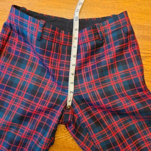J. Crew Plaid 100% Wool lined Trousers Womens Size 28 Red Green Christmas Career - Picture 9 of 12